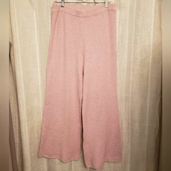 Free People Beach Size L Hailee Sweater Pant Texturized Pink Beach Pants Only - Picture 2 of 12